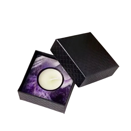 Rainbow Flourite Square Tealight Holder