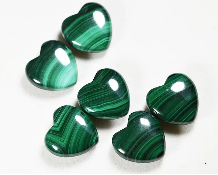 Natural Malachite Hearts